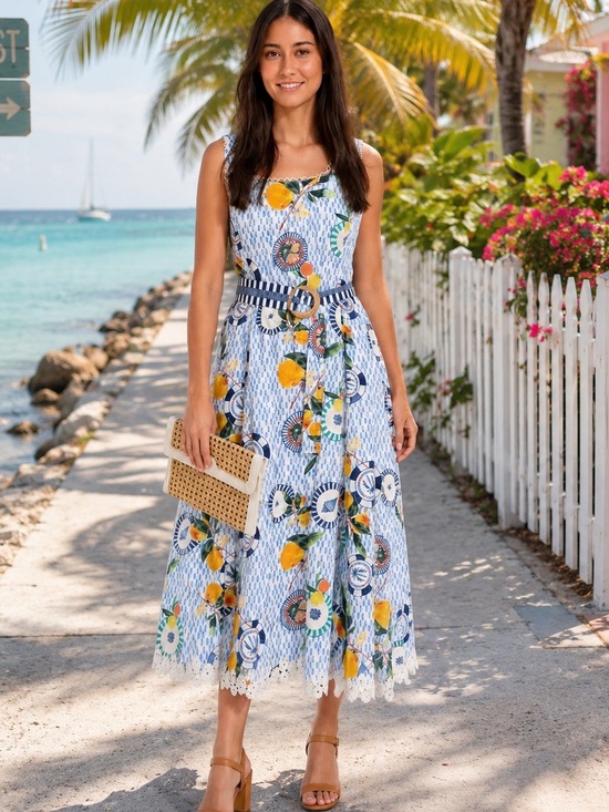Emily Lovelock Dresses & Skirts - AUBREY PRINT Lemon orange sundress - EMILY LOVELOCK NWT